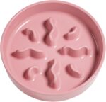 Ceramic Slow Feeder Dog Bowls Small Breed, 0.5 Cups Dog Food Dish for Fast Eaters, Puzzle Bowl for Small Dogs and Cats, 5.5 Inch-Pink