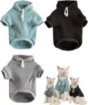 3Pcs Basic Dog Hoodie, Dog Warm Jacket, Cat Apparel, Dog Shirt, Dog Clothes for Puppy Kitten Small Medium Dogs Cats Black Green and Grey Medium