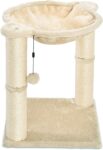 Cat Tower with Hammock and Scratching Posts for Indoor Cats, 15.8 x 15.8 x 19.7 Inches, Beige
