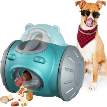Interactive Dog Treat Dispenser Toy with Slow Feeding Enriching Play, Food Dispensing Dog & Cat Toy Enrichment Puzzle for Small, Medium, or Large Breeds, Heavy-Duty ABS Plastic