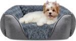 Dog Bed for Large Medium Small Dogs/Puppy, Rectangle Washable, Orthopedic, Soft Calming Sleeping Durable Pet Cuddler with Anti-Slip Bottom S(20"x19"x6")