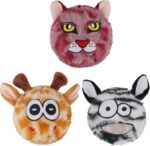 3Pack Squeaky Dog Balls,2 in1 Funny Puppy Ball Toys,Birthday Dog Toy for Small Medium Dogs (Animal Ball)