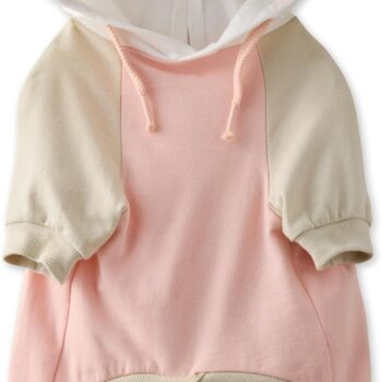 100% Organic Cotton Dog Hoodie Pet Coat for Small, Medium and Large Dogs, Color Block - Pink, X-Large