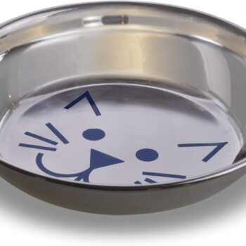 Whisker-Friendly Stainless Steel Cat Bowl, Wide Saucer Style Dish, 8 OZ, Natural