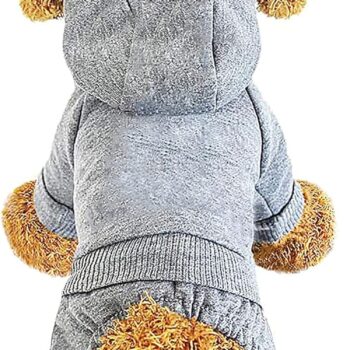 Dog Hoodie, Pet Jumpsuit Fleece Sweatshirt with Buttons, Dog Clothes, Dog Cold Weather Coats, Dog Pajamas, Winter Warm Cotton Puppy Hoodie 4 Legs Dog Clothes for Small Medium Large Dogs Cats Boy Girl