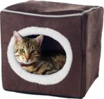 Cat House - Indoor Bed with Removable Foam Cushion - Cat Cave for Puppies, Rabbits, Guinea Pigs, and Other Small Animals by  (Dark Brown) 13x13.5x12"