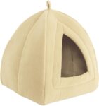 Cat House - Indoor Bed with Removable Foam Cushion - Pet Tent for Puppies, Rabbits, Guinea Pigs, Hedgehogs, and Other Small Animals by  (Tan)