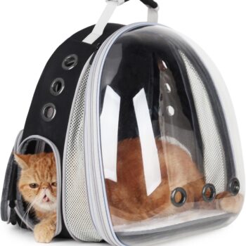 Cat Carrier Backpack, Bubble Expandable Backpack Carrier, Pets and Small Dogs,Airline-Approved, Designed for Travel, Hiking, Walking & Outdoor Use (Front Expandable-Black)